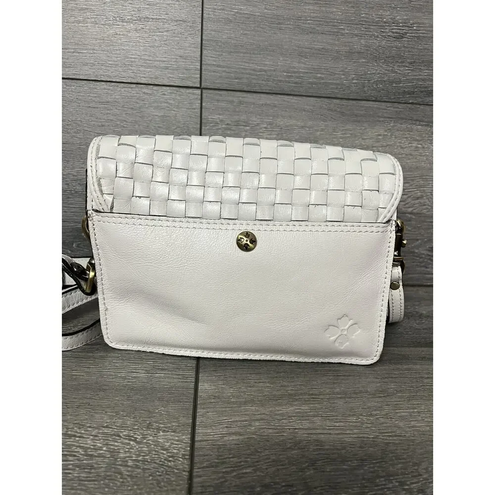Patricia Nash Leather Washed Woven Atessa Crossbody white bag A377405